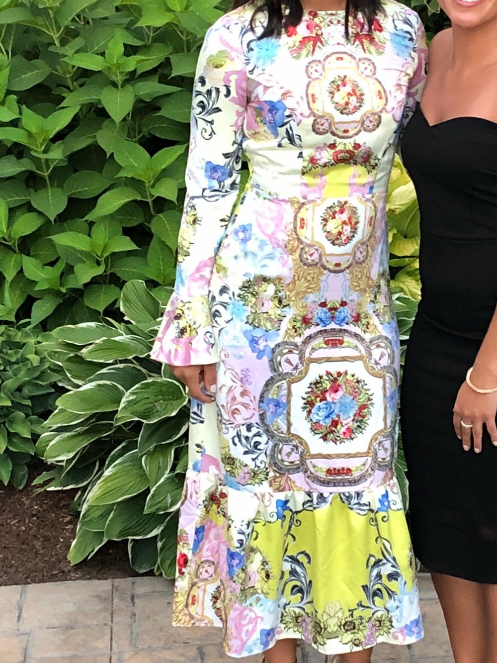 ASOS Floral Multicolor Long Sleeve midi dress with ruffle sleeve